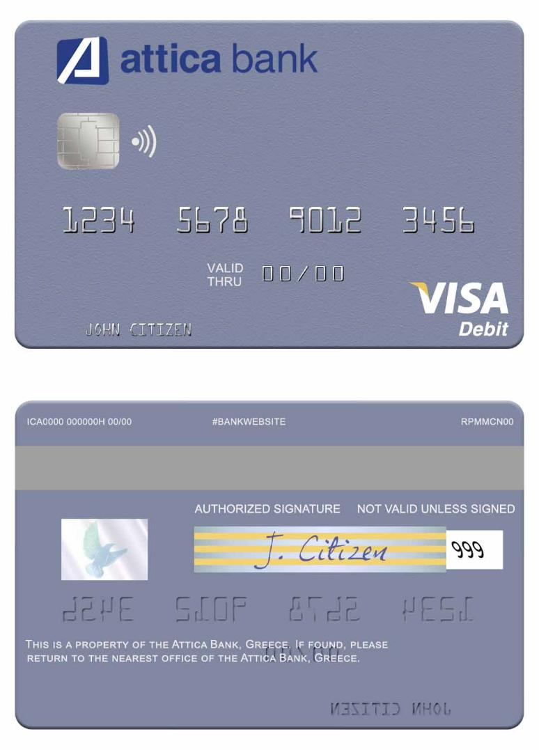 Greece Attica Bank visa debit card